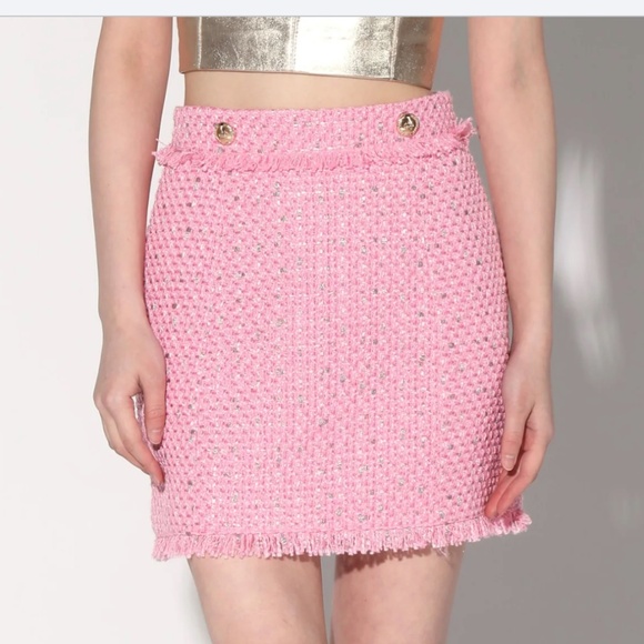 Walter Baker Pink Paris Tweed Lyona Skirt Sz 10 - Picture 1 of 7